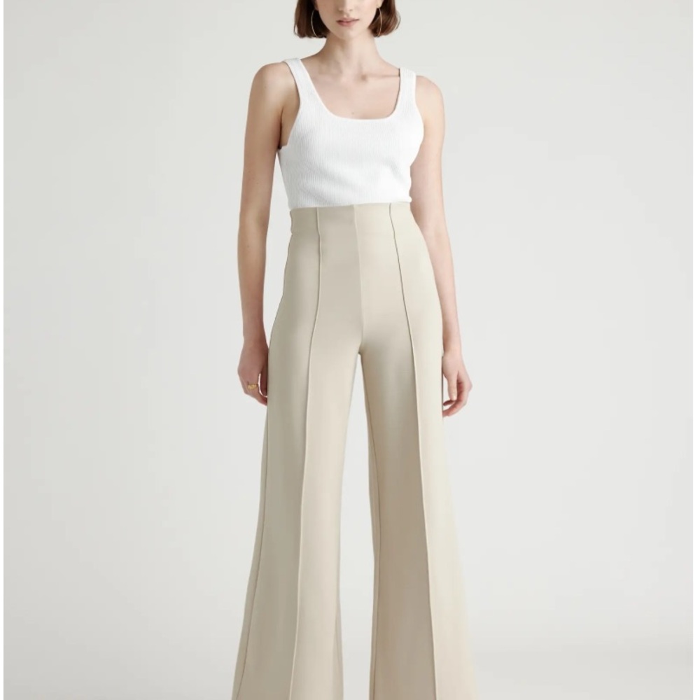 NWOT Quince Elegant Cream Wide-Leg Pants XL